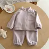 Yiyowey Nuevo Conjunto de Polar Elegante para Niñas Otoño/Invierno Nuevo Casual Sudadera con Cremallera Pantalones Largos Conjunto de Dos Piezas Moderno