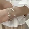 Dulce Pulsera Cool con Letra H para Mujer Moda Retro Distintiva Hip Hop Plata S925 Pulsera Ins Diseño de Nicho Sentido Pulsera Moderna