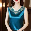 Camisola de Encaje 2026 para Mujer, Adecuada para Ropa Exterior en Primavera y Verano, Holgada y Versátil, Se Puede Usar Debajo de un Blazer, Top de Seda sin Mangas