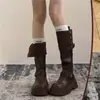 Botas Altas Negras Estilo Británico Retro con Tacón Grueso y Plataforma para Mujer 2026 Otoño/Invierno Nuevas Botas Largas de Caña Alta Adelgazantes Botas de Jinete