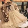 Ropa para Niñas Seleccionada Cuidadosamente Vestido de Otoño 2023 Estilo Retro Europeo y Americano Vestido de Otoño con Lazo Vestido de Princesa Modelo Pequeño