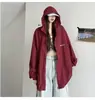 Jaqueta fina com capuz para proteção solar, estilo ins, para primavera e outono, masculina, nova 2026, estilo coreano moderno, retrô, solta, casual, vermelha