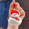 Chaveiro Pingente de Crochê com Lã de Natal Desenho Animado Casal Fofo Pingente de Bolsa Pequeno Presente de Natal Atacado