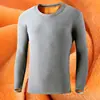 Camiseta de veludo dourado para homens jovens e de meia-idade forrada de lã espessada à prova de frio Camisa interna vestindo roupas quentes resistente ao frio em torno do pescoço Top