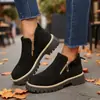 Nuevas Botas Martin de Invierno/Otoño 2025 para Mujer, Punta Redonda, Cremallera Lateral, Tacón Grueso, Talla Grande, Comercio Exterior Transfronterizo, Botines