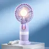 Ventilador de mano portátil con pantalla digital inteligente y base soporte para teléfono móvil, 10 velocidades de viento ajustables, carga de escritorio, ventilador pequeño