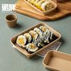 Caja de embalaje de papel kraft desechable, caja de sushi para llevar, caja de picnic con tapa, bolsa de porfiria para el hogar, lonchera degradable comercial