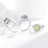 Anel Coroa de Flores Cortadas Coloridas para Mulheres, Venda Quente ao Vivo, com Brilhante Diamante de Alto Carbono, Padparadscha, Joias Personalizadas da Moda