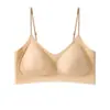 Sutiã de Gelatina Respirável com Forro de Seda para Mulheres, Suporte Fino Macio de Verão, Coleta Lateral dos Seios, Sutiã de Alça Fina Color Blocking