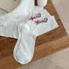 Calcetines de Media Pantorrilla de Alta Calidad, Dulces y Femeninos, para Primavera y Verano, con Ramo Floral Jacquard y Accesorios de Moño
