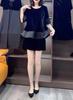 24590 Big Beauty Yiyuan 2024 Nova Moda Confortável Costura Veludo Solto Top Shorts Conjunto de Duas Peças para Mulheres