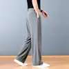 Pantalones casuales de seda helada de alta gama italianos para hombre, pantalones rectos delgados y holgados de verano, pantalones de pierna ancha de negocios para padres de mediana edad