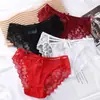 Nuevo Estilo Sexy de Encaje con Lazo y Malla Transparente, Bragas de Cintura Baja con Entrepierna de Doble Capa Fabricante 1039