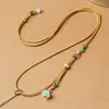 Corda de Pingente de Lótus de Lado Único com Pingente de Jade e Ouro, Corda de Colar com Pingente de Jade Fresco Tecida à Mão para Homens e Mulheres, Atacado