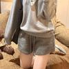 Shorts de caxemira damasco Calças casuais femininas inverno vintage quente pelúcia calças largas cinza calças fofas