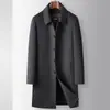 Abrigo de hombre hecho a mano, otoño e invierno, con cuello alto, de longitud media, forro de plumón desmontable, adecuado para hombres de mediana edad, estilo business casual, cálido y hecho de lana de doble cara