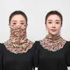 Bufanda de Seda Dorada Colgante para Orejas para Mujer, Versátil para Primavera y Verano, Cubrecuellos con Protección Solar, Protector Multifuncional para Cuello, Velo Facial, Bufanda Pequeña de Seda Versátil para Ponerse