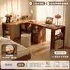 Mesa de Madeira Maciça 2025 Novo Modelo Canto do Quarto das Meninas Penteadeira e Cômoda Integrados Mesa de Computador Dupla em L para Casa