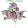 [5 Cabezas de Hierba de Hoja de Perilla] Hojas Simuladas, Plantas Verdes Falsas, Plantas Individuales para Paisajismo de Interiores, Plantas Decorativas en Maceta