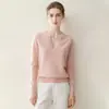Suéter de cachemira pura para mujer, nuevo estilo otoño e invierno, cuello de tijera, tejido, suéter de punto holgado, suéter cálido para usar como base