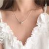 Colar de Prata de Lei S925 Coração Pérola Feminino Elegante Fashionável Que Não Desbota Corrente para Clavícula Chique Nicho Versátil