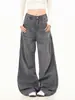Pantalones Cargo Rectos Plisados Estilo Retro Americano Oreeta para Hombres y Mujeres, Lavado, Desgastado y Cepillado, Pantalones de Largo Completo