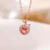 Yilu Plata de Ley S925 Chapado en Oro Rosa Turmalina Simple Elegante Manzana Moda Lujo Ligero Personalidad Versátil Colgante de Plata