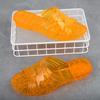 Chinelos Transparentes de Cristal Pontilhados para Mulheres Sandálias de Plástico com Salto Baixo Macias Sapatos Casuais de PVC Coloridos Sólidos para Casa
