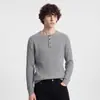 Ropa para Hombre APO Suéter de punto para hombre de manga larga holgado con cuello henley, textura texturizada, estilo old money