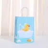 Bolsa de Papel Kraft com Estampa de Pato Amarelo Desenho Animado Transfronteiriça Bolsa de Embalagem para Presente Dia das Crianças Bolsa de Compras para Shopping Sacola de Papel