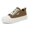 Zapatos de Skate de Cuero Color Liso de Caña Baja con Cordones Moda Tendencia Casual Blancos para Exteriores Juventud Suela Gruesa Zapatos de Hombre