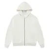 Moletom Oversized com Zíper e Forro de Lã 350g, Jaqueta Cardigan Cor Sólida de Caimento Solto, Marca Tendência Personalizada com Estampa de Logo