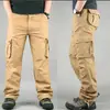 Calça Longa Casual Versátil de Trabalho ao Ar Livre, Retro Tendência da Moda para Homens, Solta e Durável, de Perna Reta, com Múltiplos Bolsos
