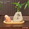 Hui Neng Pequeño Monje Jarrón de Cerámica Adorno Zen Cerámica Gruesa Jarrón de Quietud Decoración para Mesa de Café de Sala de Estar de Oficina en Casa