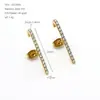 Pendientes de Botón de Diamante de Fila Única de Moda de Lujo Ligero Europeo y Americano para Mujer, Diseño de Nicho Dorado, No se Desvanecen, Versátiles para el Viaje Diario, Pendientes Elegantes