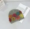 Chapéu de Lã Crochê Feito à Mão Colorido com Flores, Estilo Floresta de Início de Outono, Camada Dupla, para Mulheres, Gorro de Tricô da Moda
