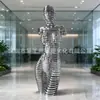 Figura de Acero Inoxidable Cortada Hueca Sala de Exposiciones Comercial Escultura Abstracta Moderna del Cuerpo Humano Adorno de Paisaje Interior Hecho a Medida