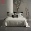 Xiangling Premium Alta Precisión Lujo Jacquard Hueco Algodón Lino Tencel Juego de Cama de Cuatro Piezas