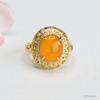 Anillo de Ámbar Natural Guan Yu Amarillo Miel Aceite de Pollo Cera de Abeja Anillo de Dedo Joyería para Mujer Venta al por Mayor Dropshipping S4101301L