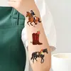 Nuevas pegatinas de tatuaje de caballo para niños transfronterizas, lindas pegatinas de tatuaje temporal realista de animal de dibujos animados pony para el brazo