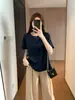 ¡Nuevo estilo chino! Top de Manga Corta con Abertura, Cuello Redondo, Brocado Jacquard Transpirable, Elástico de Acetato, Caída Suave para Mujer
