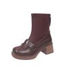 Botines Cortos Retro Elegantes de Tacón Grueso para Mujer 2025 Nuevos Zapatos de Tacón Alto para Mujer de Otoño e Invierno para Mujeres Bajitas para Combinar con Faldas Botas Martin