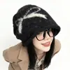 Gorro holgado de poliéster personalizado con lazo, Gorro tejido para mujer, Otoño e Invierno, Borde enrollado, Corte holgado, Circunferencia de cabeza grande, Gorro tejido para clima frío, Venta al por mayor