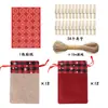 Conjunto de Sacolas de Presente de Linho para o Natal Calendário Contagem Regressiva Bolsa Pendurada Conjunto de Bolsos com Cordão de Linho para o Natal Atacado