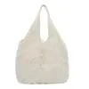 Bolsa de Lona Branca Tie-dye com Franjas, Off-White, para Estudantes, Feminina, Bolsa Colete, Grande Capacidade, Artesanato Tie-dye Artístico