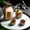 Juego de Té de Viaje Estilo Japonés Esmalte Degradado Portátil para Exteriores Taza de Té Rápida Juego de Té para Acampar Logo