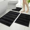 Alfombra de Piso para Inodoro de Tres Piezas Alfombra de Chenilla de Microfibra Baño Absorbente Alfombra para Pies Alfombra Antideslizante para Inodoro Felpudo