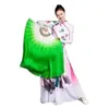 Abanico de Doble Cara con Gradiente Rojo y Blanco Verde para Mujeres, Danza Cuadrada Estilo Chino, Abanico de Baile Yangko para Adultos