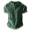 Camiseta Polo Masculina Minimalista 3D de Verão, Top com Estampa Texturizada 3D e Gola V de Manga Curta, Caimento Casual, Respirável