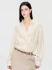 Camisa de Algodón Puro para Mujer con Textura Acanalada Otoño Temprano 2026, Corte Holgado, Versátil para el Trabajo, Top de Manga Larga 100% Algodón 7585 Siyuan